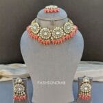 Monika Pearl Necklace and Earring Set - Peach