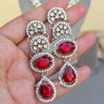 Nimisha Red American Diamond Necklace Set