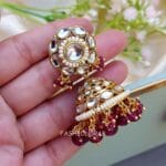 Rihanna Maangtikka with Earrings - Wine