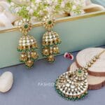 Zoya Earrings and Maangtikka Set - Peacock Green