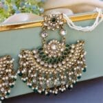 Meera Chandbali Earrings - Green