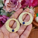 Golden-Round-Shape-Earring-Blue-03 Golden Round Shape Earring- Blue