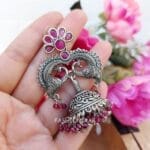 Kareena Brass Earrings Pink