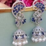 Lisa American Diamond Earrings - Dark Blue