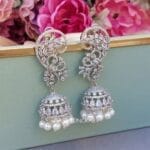 Lisa American Diamond Earrings White Rodium