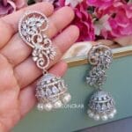 Lisa American Diamond Earrings White Rodium