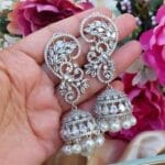 Lisa American Diamond Earrings White Rodium