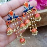 Orange-Color-Peacock-Jhumka-03 Orange Color Peacock Jhumka