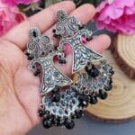 Saira Brass Earrings - Black