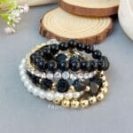 Black Bead Bracelet for Women