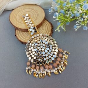 Mirror Maang Tikka -Peach