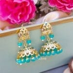 Bahar-Jadau-Jhumka-Earring-Blue-01 Bahar Jadau Jhumka Earring Blue