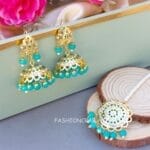 Bahar-Jadau-Jhumka-Earring-Blue Bahar Jadau Jhumka Earring Blue