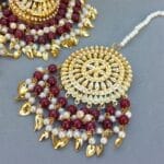 Maroon Heavy Jadau Jhumka Earrings for Punjabi Suit