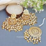 White Heavy Jadau Jhumka Earrings for Punjabi Suit
