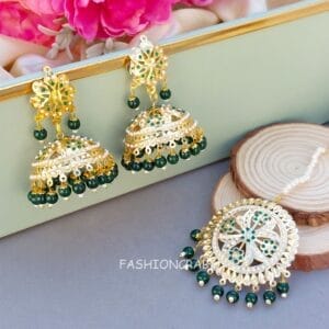 Noor Jadau Earrings Green