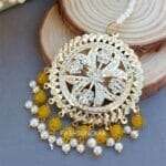 Tamanna Jadau Earrings with Maangtikka Yellow