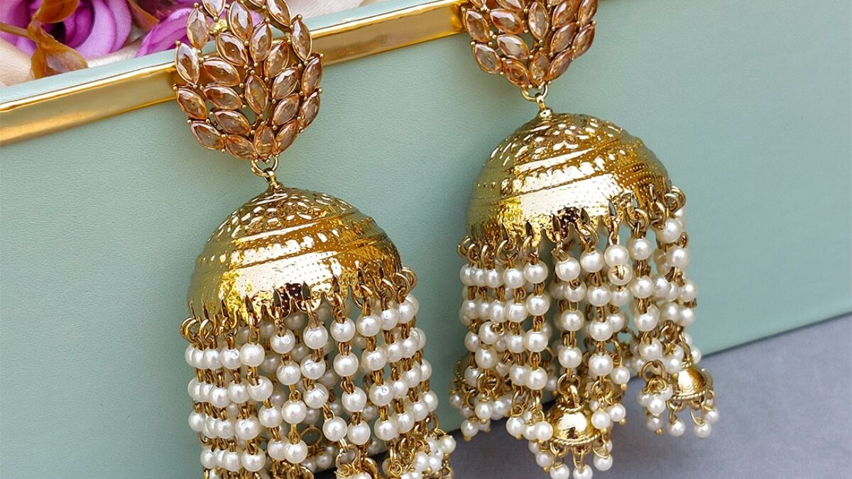 Indian Bollywood Style Chandni Long Pearl Earrings FashionCrab