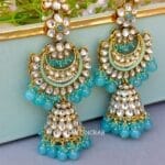 Devi Earrings with Chain Blue