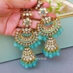 Devi Earrings with Chain Blue