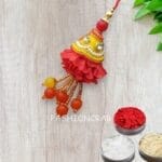 Fancy Orange Pearl Lumba Rakhi