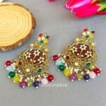 Geet-Kundan-Chandbali-Earrings-Multicolor Geet Kundan Multicolor Chandbali Earrings