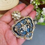 Jiyana-Kundan-Earrings-Blue-02 Jiyana Blue Big Kundan Earrings