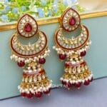 Meera Maroon Kundan Jhumka