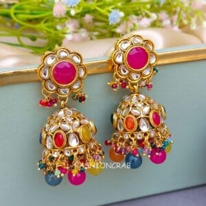 Naina Kundan Jhumka Multicolor