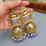 Sophia-Big-Kundan-Jhumka-Lavender-03 Sophia Big Kundan Jhumka - Lavender