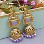 Sophia-Big-Kundan-Jhumka-Lavender Sophia Big Kundan Jhumka - Lavender