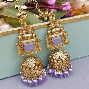 Sophia Big Kundan Jhumka - Lavender