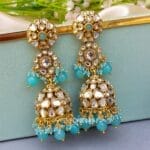 Zainab Blue Kundan Jhumka Earrings