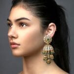 Zoya Earrings and Maangtikka Set - Peacock Green