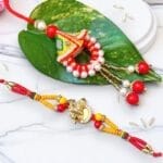 Beautiful Golden Kalash Lumba Rakhi Set