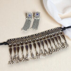 Blue Oxidised Jewellery Set for Saree