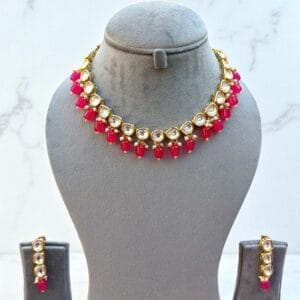 Dark Pink Kundan Necklace