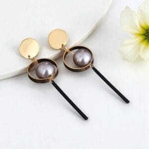 Golden Round Drop Earring