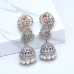 Lisa American Diamond Earrings White Rodium