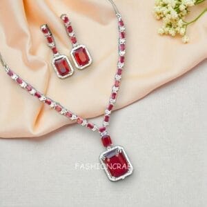 Rosy Pink AD Jewellery Set