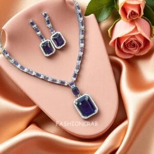 Rosy Purple AD Jewellery Set