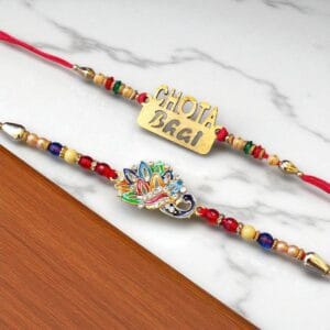 Set of 2 Chota Bhai and Peacock Handmade Rakhi