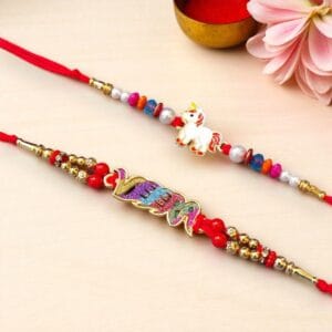 Set of 2 Designer Veera and Unicorn Rakhi