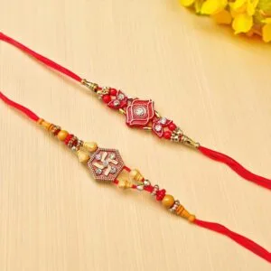 Set of 2 Fancy Thread Rakhi for Brother