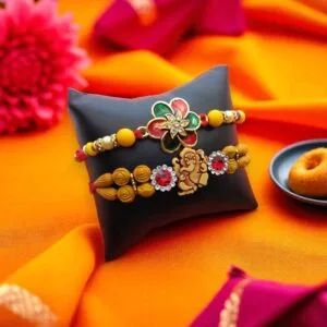 Set of 2 Ganesha and Floral Rakhi