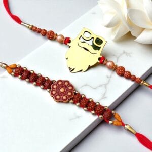 Set of 2 Stylish Brother and Rudraksha Rakhi