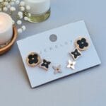 Set of 3 Anti Tarnish Earrings- Rose Gold