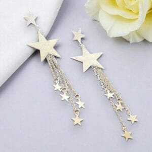 Silver Color Star Earrings