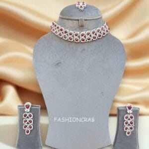 Zeenat Pink AD Necklace Set