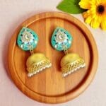 Alia Mint Green Meenakari Jhumka Earrings